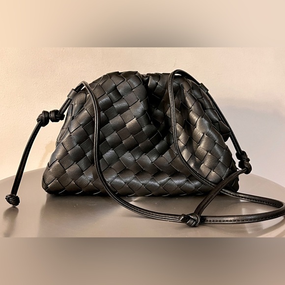 Handbags - Black Woven Convertible Shoulder Bag / Clutch Non-Leather